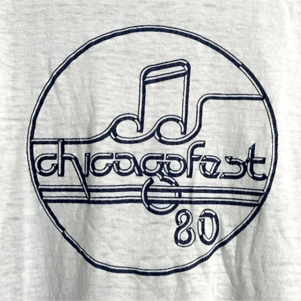 RARE Vintage 1980 Chicago Fest 80 T-Shirt Size L Large LG light blue T-shirt - Picture 3 of 8